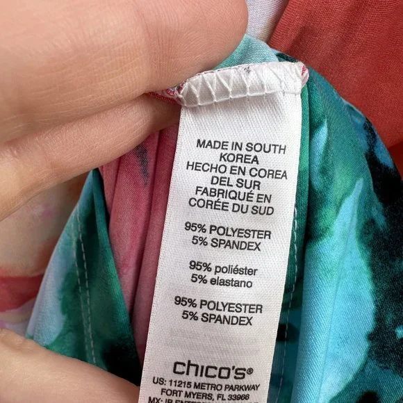 New Chico’s Lively Blooms Iona Sublimation Dress Floral Size 0 Small/4 Cap Sleev - Picture 5 of 6